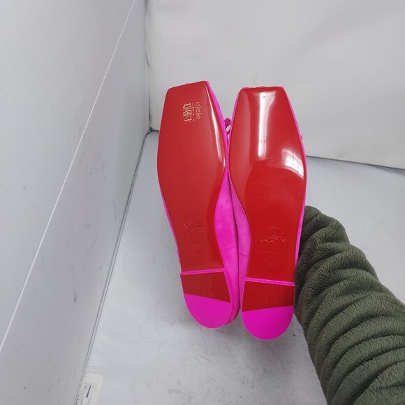 Christian Louboutin Pink Mamadrague Square Toe Ballet Flat Shoe - Picture 2 of 11
